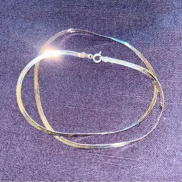 18” Sterling Silver Herringbone Chain Necklace - 525 from Italy - Picture 3 of 10